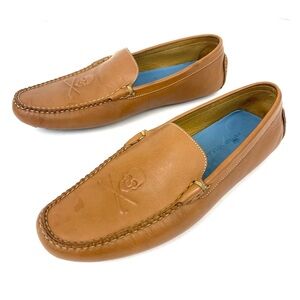 Peter Millar Tan Leather Slip-On Loafers